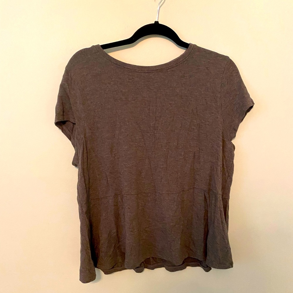 Grey top with peplum bottom